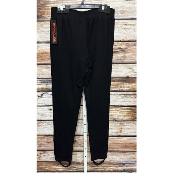 Simon Chang Womens Medium Black Moto Stirrup Pants Zip Grunge 90’s Goth New - Picture 8 of 14